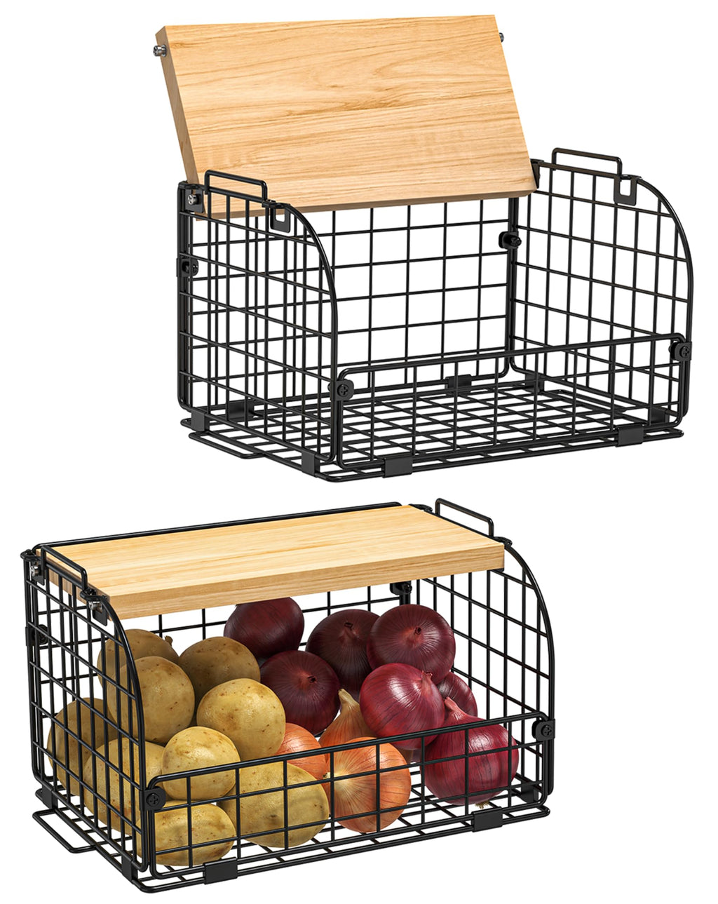 Stackable Wire Basket with Openable Top L580