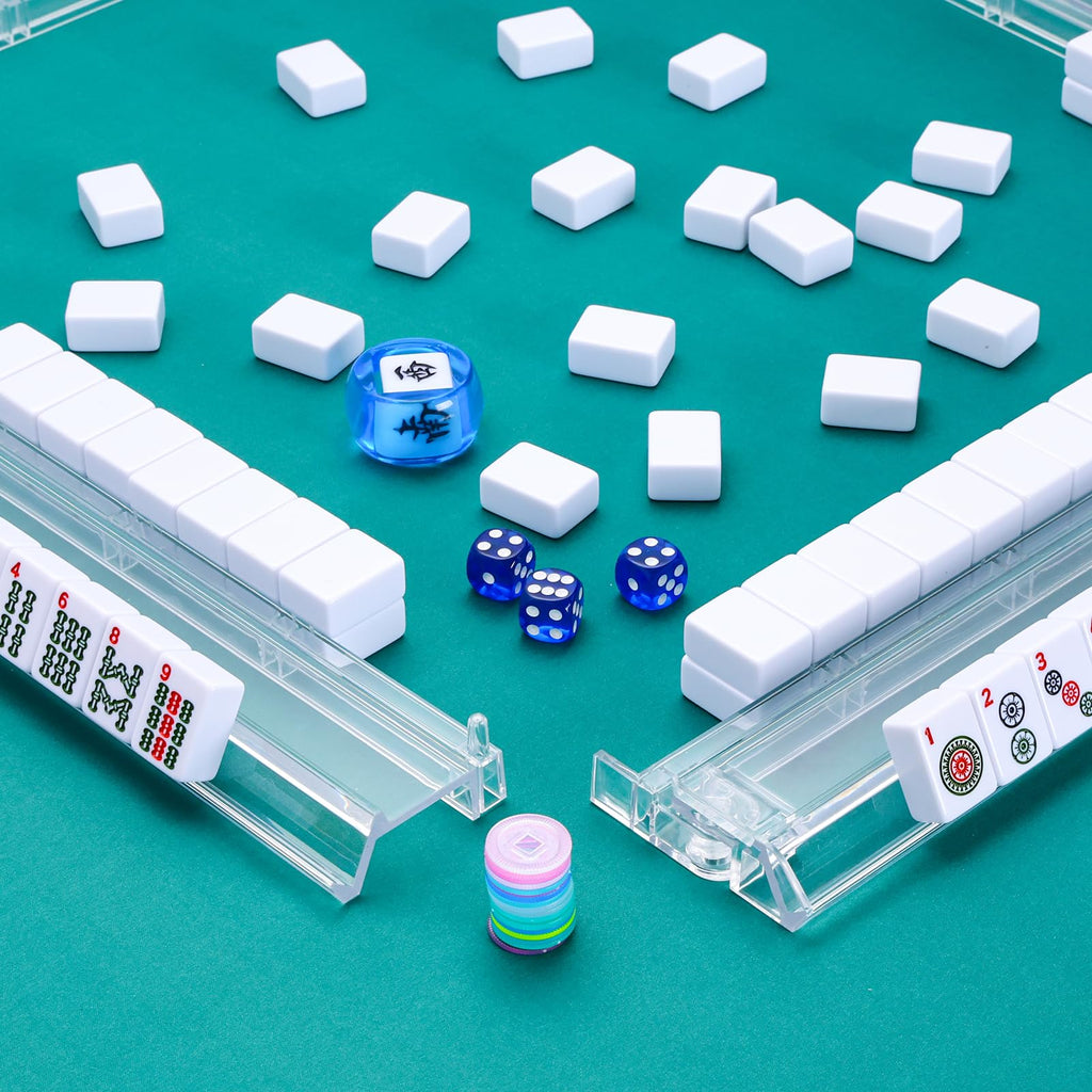 Clear Acrylic Mahjong Tile Rack and Pusher Set of 4 S288418