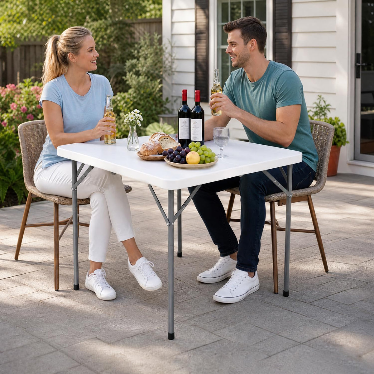 White Square Folding Card Table P86367