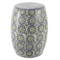 Blue Green Ceramic Drum Garden Stool S609351