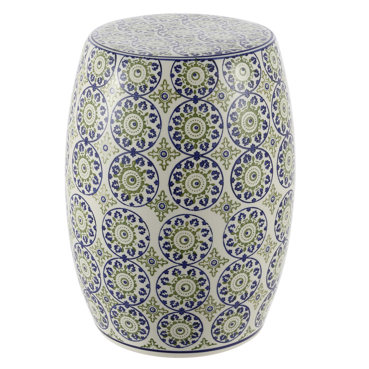 Blue Green Ceramic Drum Garden Stool S609351