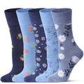 Bamboo Viscose Non Binding Crew Socks, 5 Pairs W4971