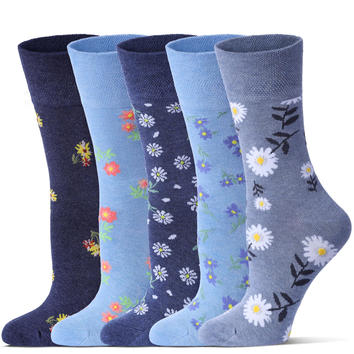 Bamboo Viscose Non Binding Crew Socks, 5 Pairs W4971