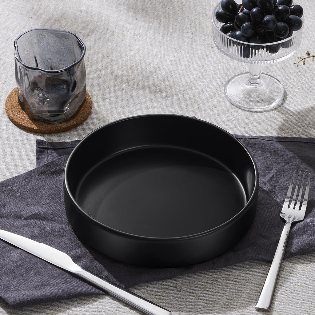Black Ceramic Pasta Bowls Set of 4 Q229