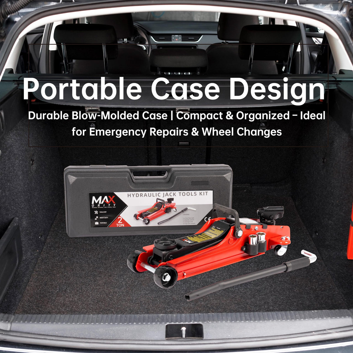 2-Ton Hydraulic Low Profile Trolley Floor Jack with Carrying Case and Tire Tool Kit J5535