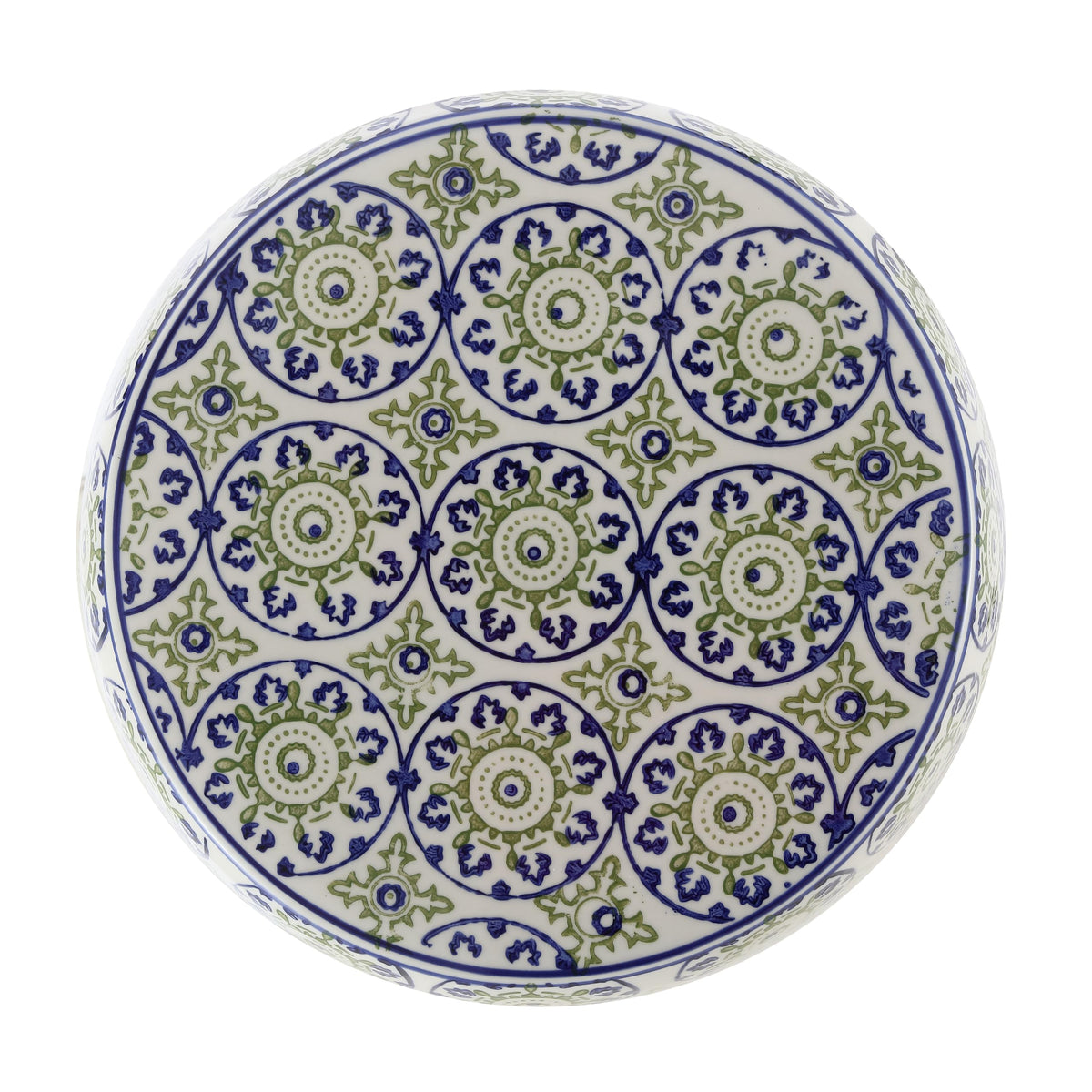 Blue Green Ceramic Drum Garden Stool S609351