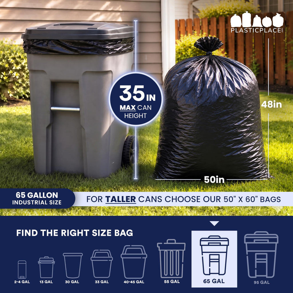65 Gallon Black Heavy Duty Trash Bags 25 Count U432