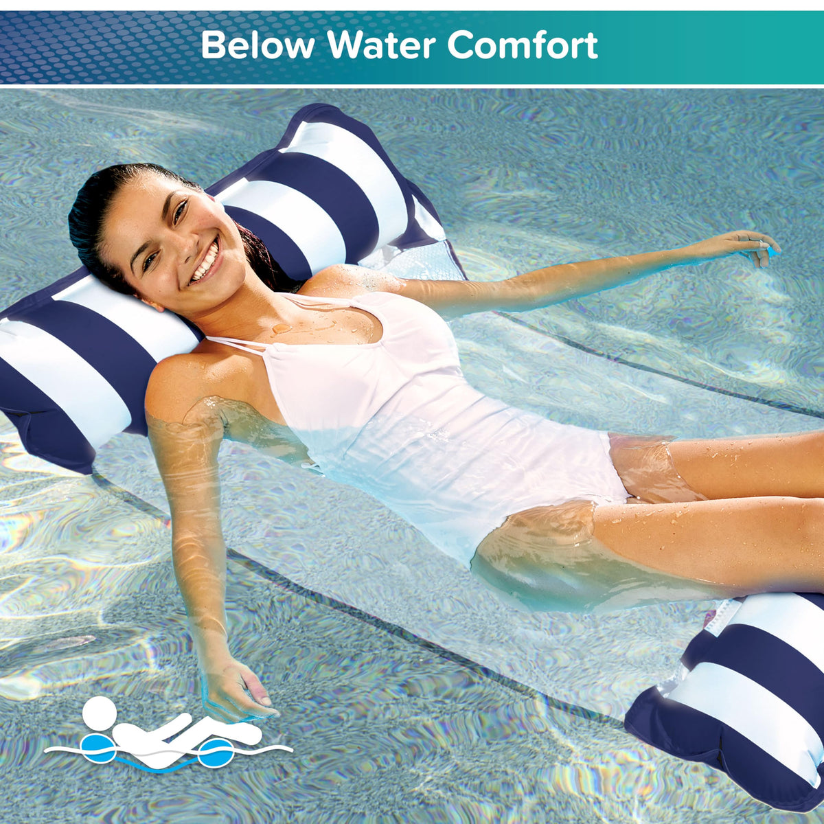 Light Blue, Navy & Burgundy/White Stripe 3-Pack Pool Float R723