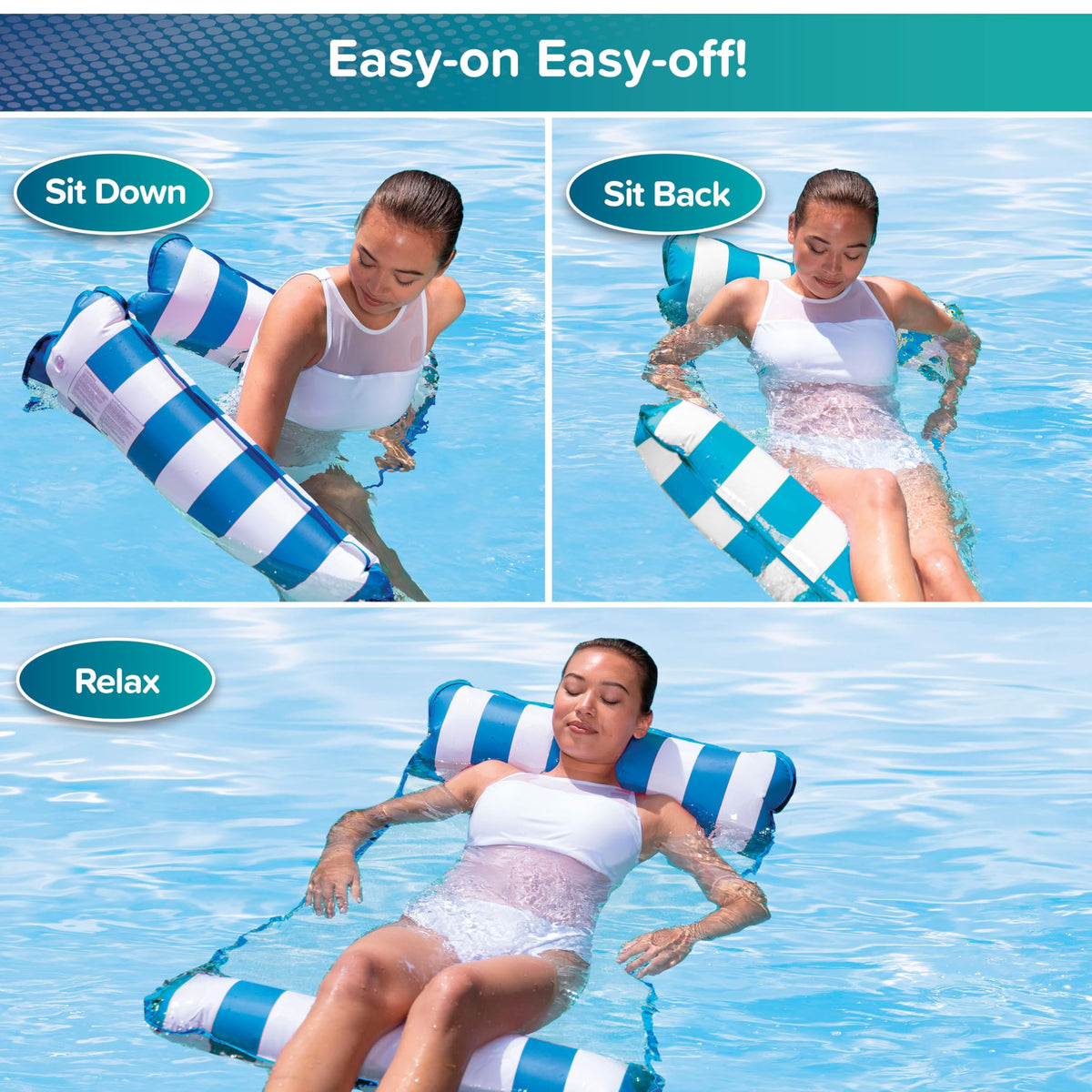 Light Blue, Navy & Burgundy/White Stripe 3-Pack Pool Float R723