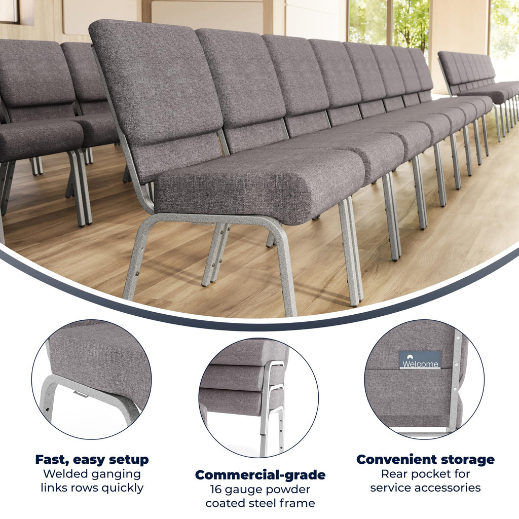Gray 21" W Stacking Church Chair 4-Pack K2453